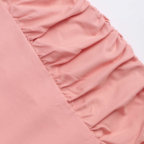 NWT CIDER Pink Ruffle Sleeve Ruched Mini Dress - Picture 11 of 13